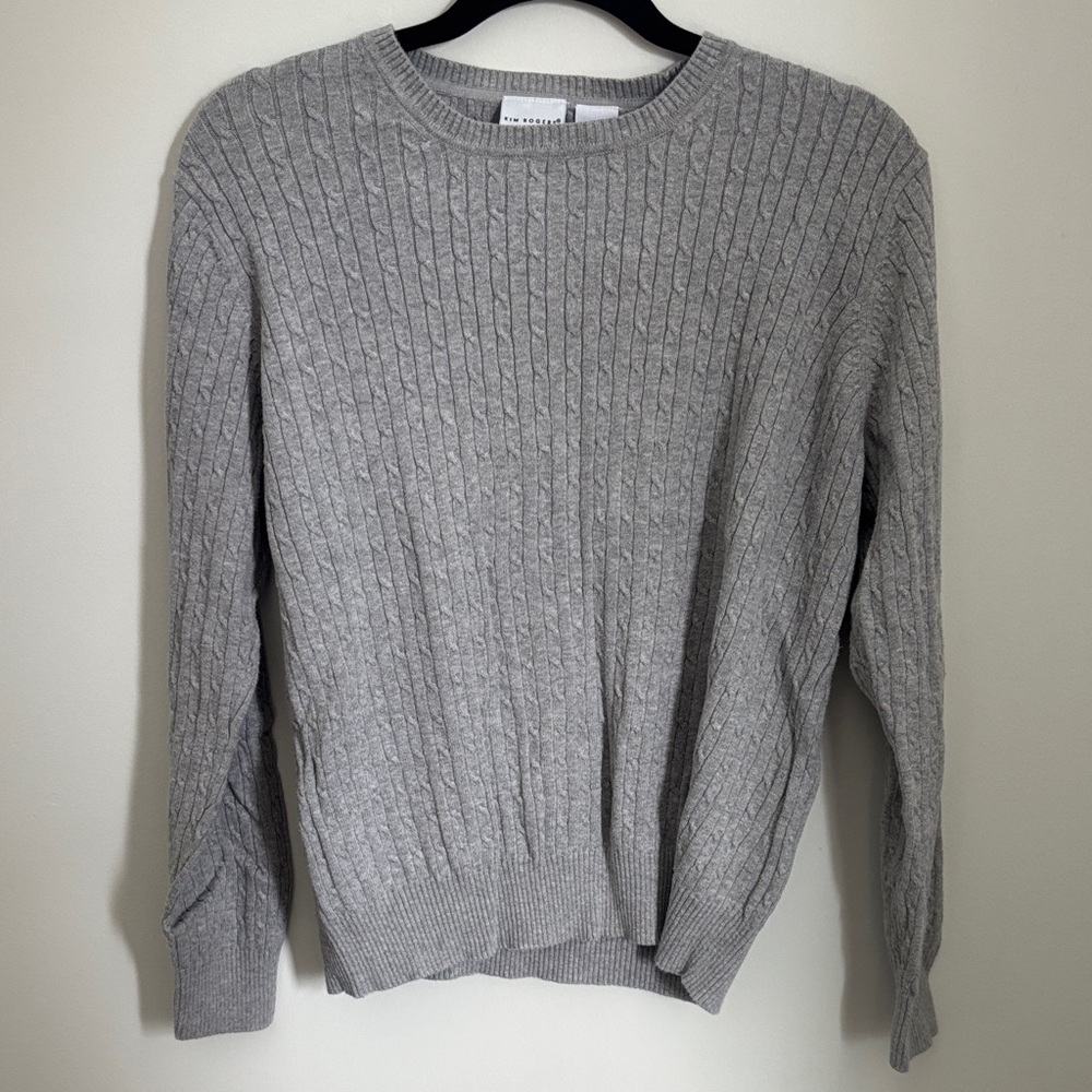 Kim rogers grey cable knit sweater